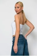 Crop top στράπλες λευκό