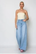Crop top στράπλες κίτρινο