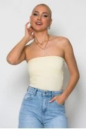Crop top στράπλες κίτρινο