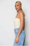 Crop top στράπλες κίτρινο
