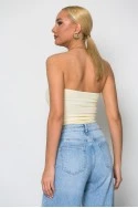 Crop top στράπλες κίτρινο