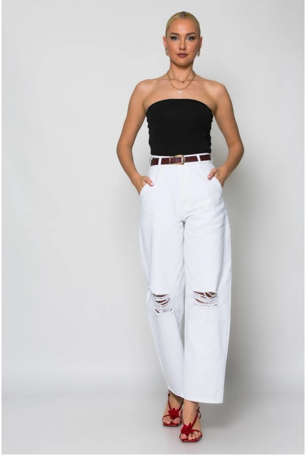 Crop top στράπλες μαύρο