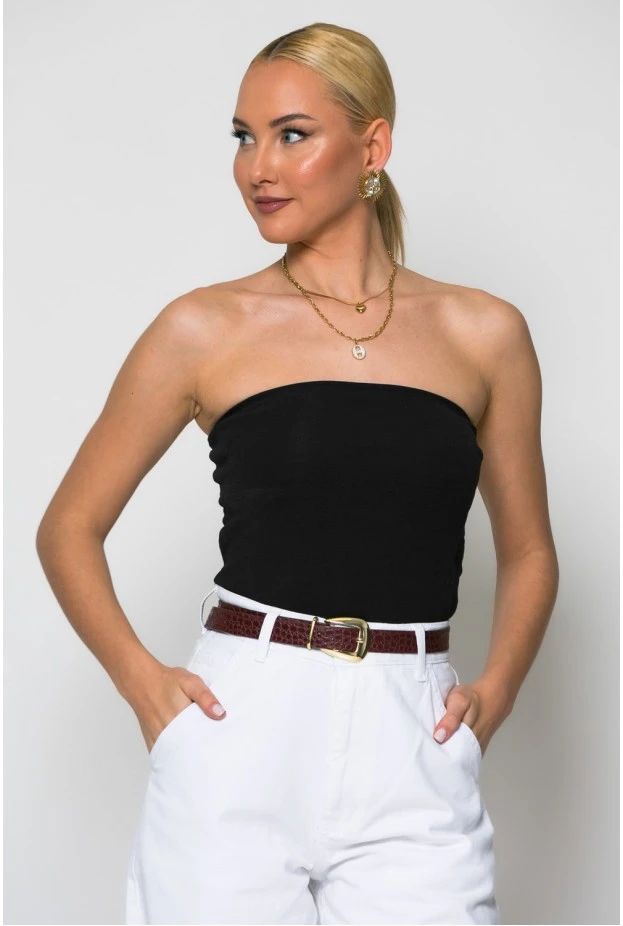 Crop top στράπλες μαύρο