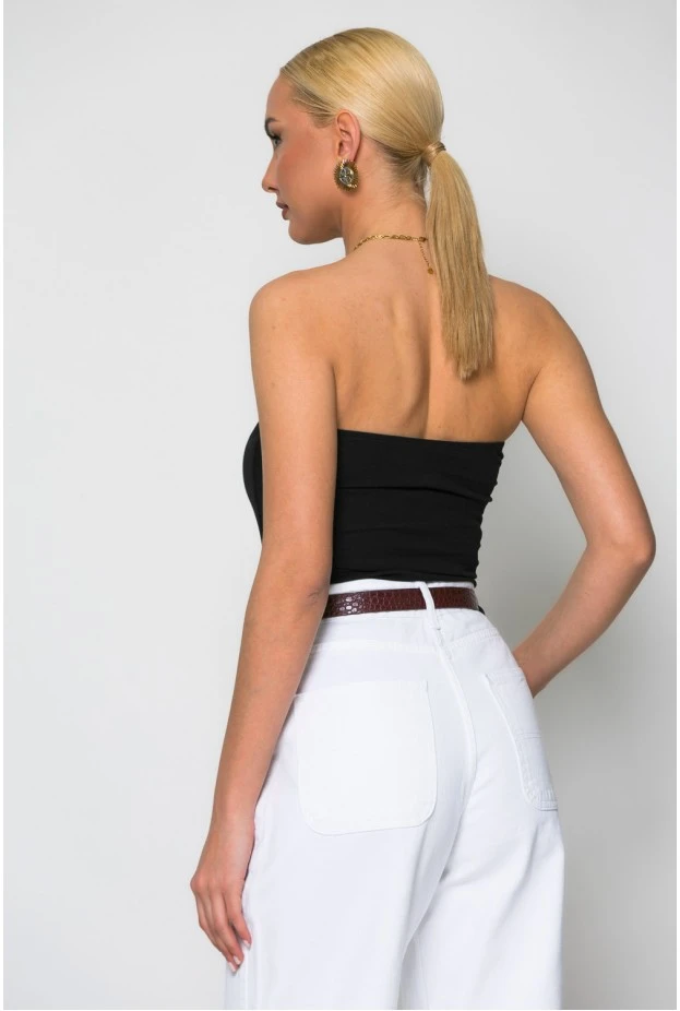 Crop top στράπλες μαύρο