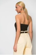 Crop top στράπλες καφέ