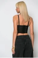 Κορσές τούλινος με cups και αποσπώμενη τιράντα μαύρο