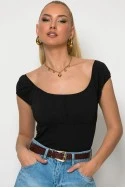 Κορμάκι ruched με cups μαύρο