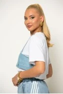 T-shirt με jean λεπτομέρειες λευκό