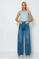 Crop top ριπ με ανοίγματα στην πλάτη σιέλ