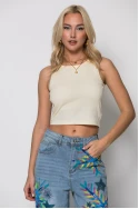 Crop top ριπ με ανοίγματα στην πλάτη κίτρινο