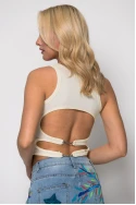Crop top ριπ με ανοίγματα στην πλάτη κίτρινο