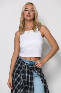 Crop top ριπ με ανοίγματα στην πλάτη λευκό