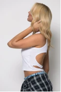 Crop top ριπ με ανοίγματα στην πλάτη λευκό