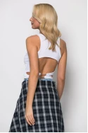 Crop top ριπ με ανοίγματα στην πλάτη λευκό