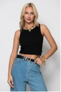 Crop top ριπ με ανοίγματα στην πλάτη μαύρο