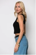 Crop top ριπ με ανοίγματα στην πλάτη μαύρο