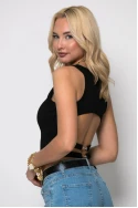 Crop top ριπ με ανοίγματα στην πλάτη μαύρο