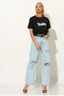 T-shirt με στρας smile μαύρο