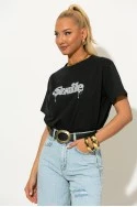 T-shirt με στρας smile μαύρο