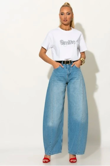 T-shirt με στρας smile λευκό