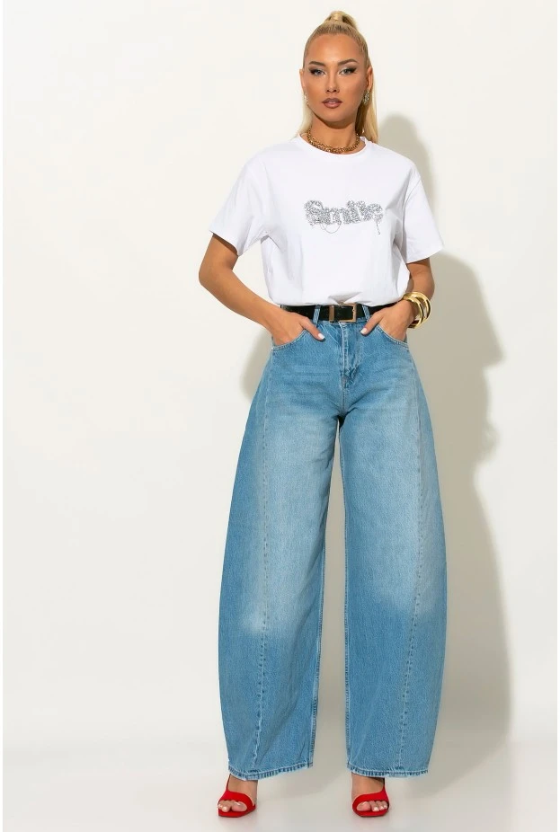 T-shirt με στρας smile λευκό