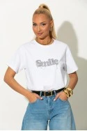 T-shirt με στρας smile λευκό