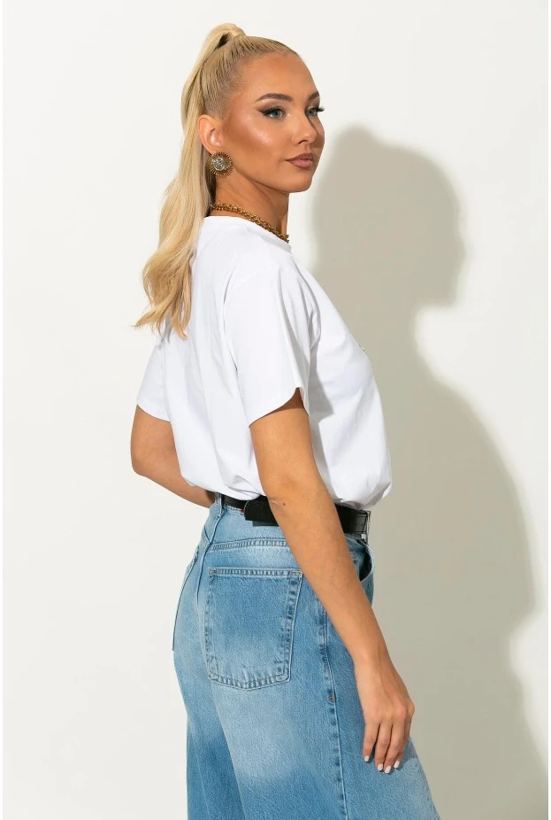 T-shirt με στρας smile λευκό