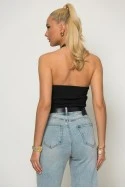 Crop top halter με cups και σφηγκοφωλιά πίσω μαύρο