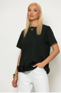 T-shirt με τούλινα λουλούδια στο τελείωμα μαύρο