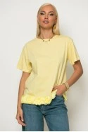 T-shirt με τούλινα λουλούδια στο τελείωμα κίτρινο