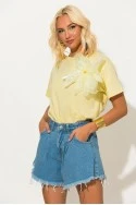 T-shirt με τούλινο λουλούδι κίτρινο