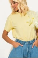 T-shirt με τούλινο λουλούδι κίτρινο