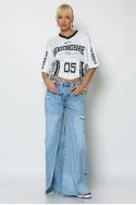 Cropped sport t-shirt με στάμπα με κορδόνια στο πλάι λευκό