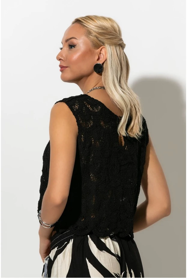 Αμάνικο top crochet μαύρο