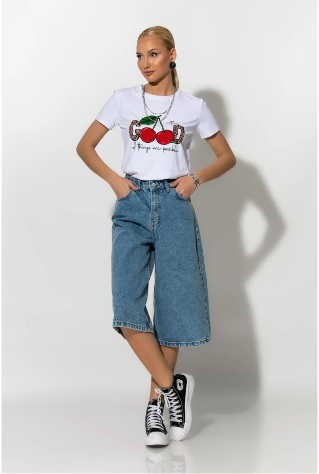 T-shirt με στάμπα leopard good cherry's λευκό