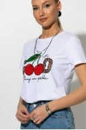 T-shirt με στάμπα leopard good cherry's λευκό