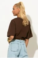 Oversized t-shirt με patch beautiful καφέ