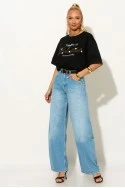 Oversized t-shirt με patch beautiful μαύρο