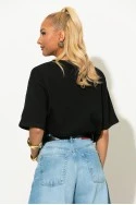 Oversized t-shirt με patch beautiful μαύρο
