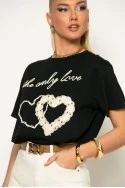 T-Shirt με κέντημα only love μαύρο