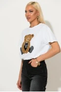 Μπλούζα κοντομάνικη με pach teddy bear λευκό