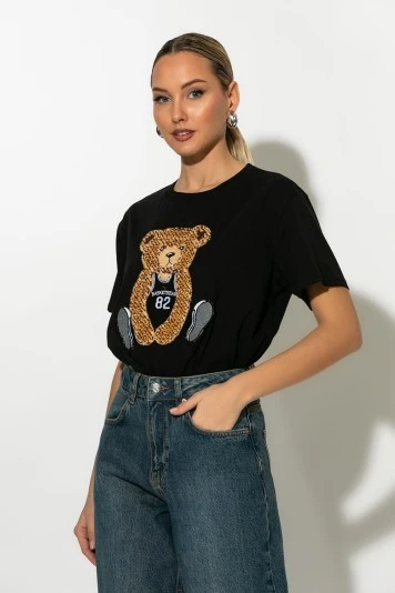 Μπλούζα κοντομάνικη με pach teddy bear λευκό