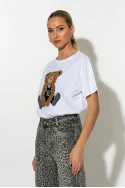 Μπλούζα κοντομάνικη με pach teddy bear λευκό
