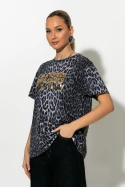Μπλούζα με λεοπάρ στάμπα i'm a woman ανθρακί