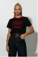 Μπλούζα με patch amour,pasta,wine μαύρο-κόκκινο Μπλούζα με patch amour,pasta,wine μαύρο-κόκκινο