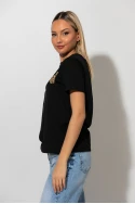 T-shirt με patch leopard be wild μαύρο