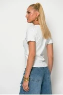 T-shirt με κεντητή λεπτομέρεια love λευκό