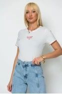 T-shirt με κόκκινες λεπτομέρειες mas amor λευκό