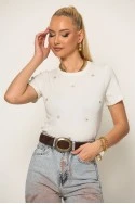 T-shirt με χρυσές λεπτομέρειες λευκό