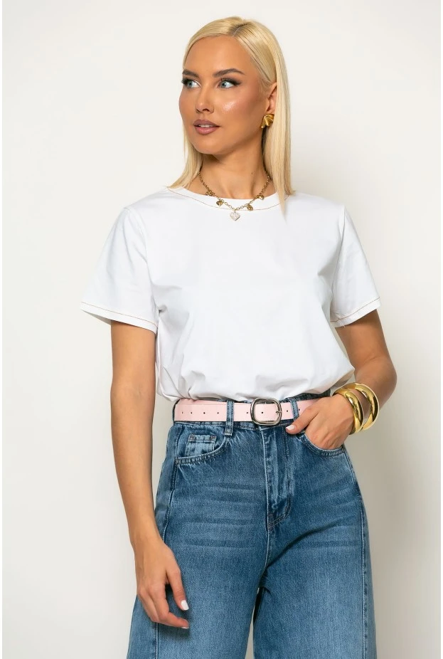 T-shirt με χρυσές λεπτομέρειες λευκό